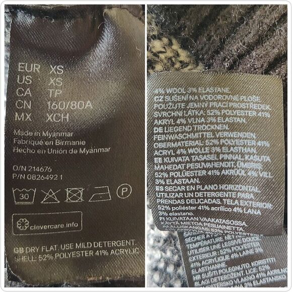 H&M houndstooth drop shoulder wool blend sweater XS - Picture 8 of 8